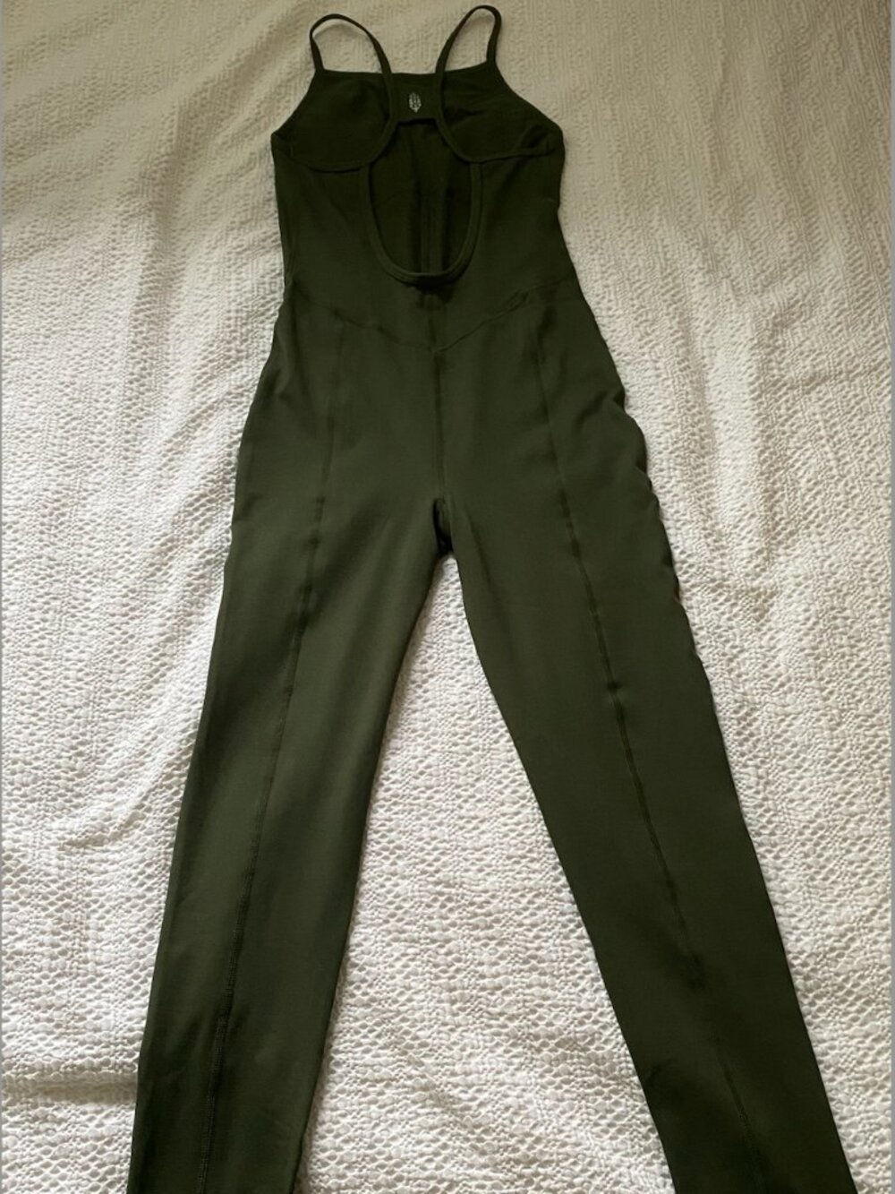 Urban Outfitters Built In Bra Scoop Back Athletic Jumpsuit XS Olive Green